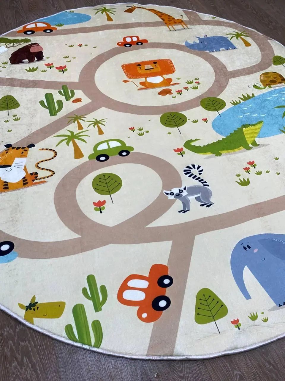 Круглий килим в дитячу "Зоопарк" (діметр 100 см)