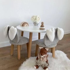 Дитячий стіл і 2 стільці (дерев'яний стільчик 2 шт з м'яким сидінням і спинкою та круглий стіл)