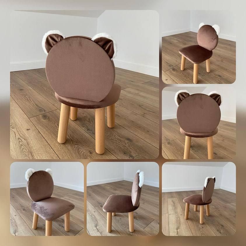 Дитячий дерев'яний стілець із м'якою спинкою та сидінням