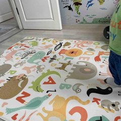 Плюшевый утепленный детский ковер "Животные и буквы"