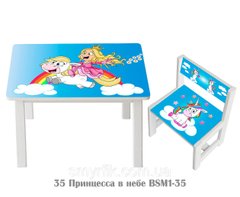 Комплект стол и 1 укрепленный стул детский "Принцесса в небе"