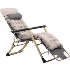 Шезлонг кресло садовый, туристический Bonro B-02 серый + подушка