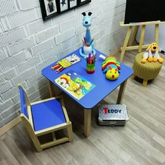 Дитячий стіл-мольберт синій і 1 стілець
