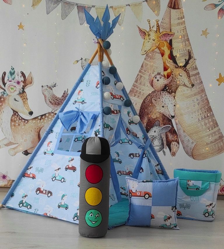 Вігвам Веселі перегони + кошик для іграшок Повний комплект !