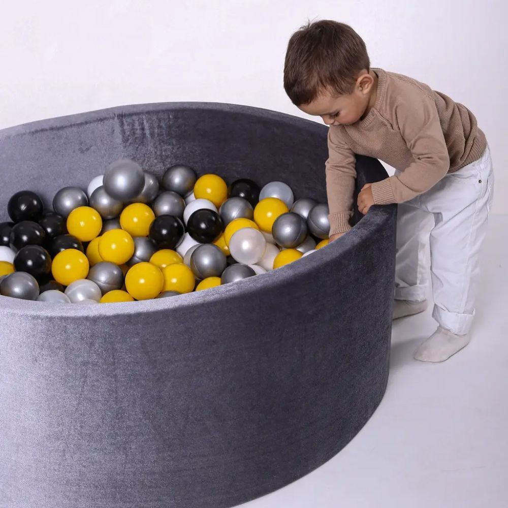Сухой бассейн с шариками (300 шт.) серый велюр, 100&times;40 см