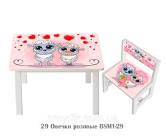Комплект стол и 1 укрепленный стул детский "Овечки розовые"