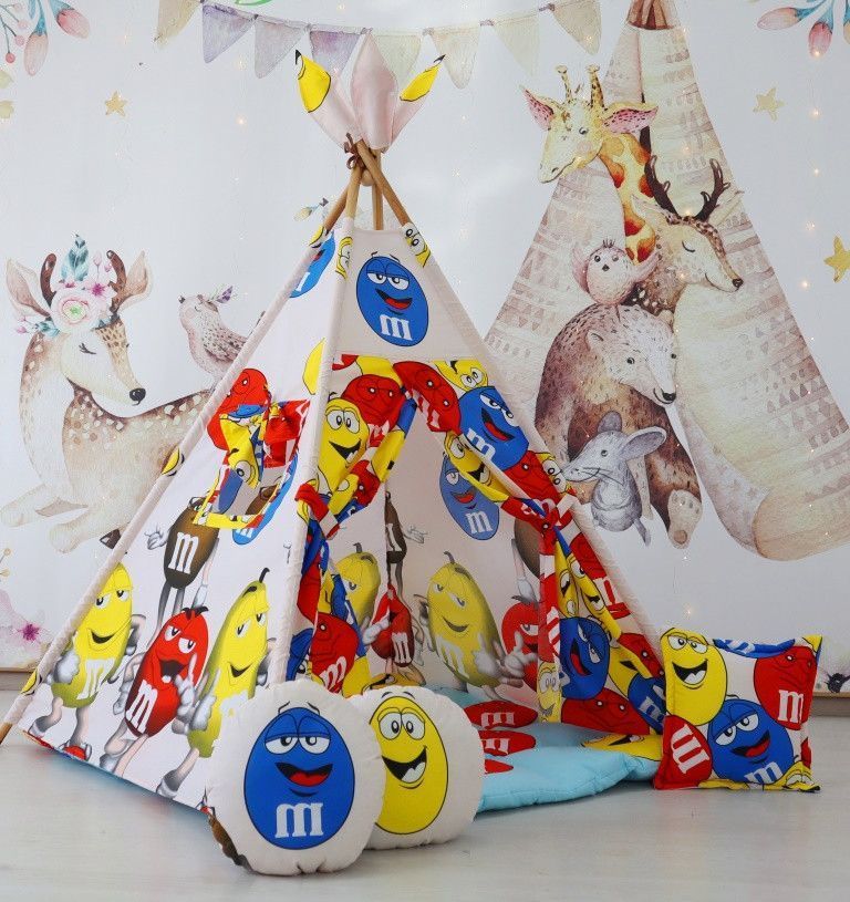 Вигвам палатка M&M's БОН БОН + 3 подушки Полный комплект