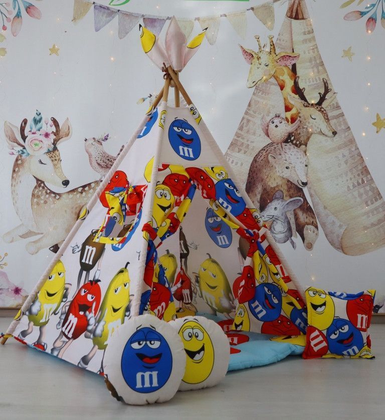Вигвам палатка M&M's БОН БОН + 3 подушки Полный комплект