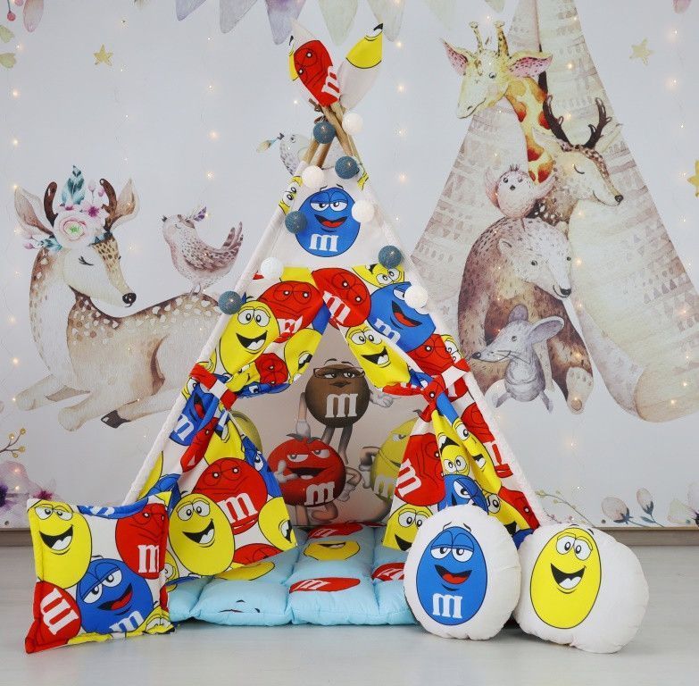 Вигвам палатка M&M's БОН БОН + 3 подушки Полный комплект