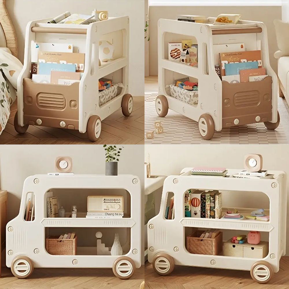 Стеллаж-машинка Lorry с контейнерами, коричнево-белый