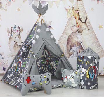 Вігвам для дітей Playstation графіт БОН БОН + кошик для іграшок. Повний комплект !
