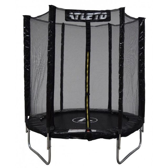Батут детский с сеткой 183 см Atleto черный + подарок мячик