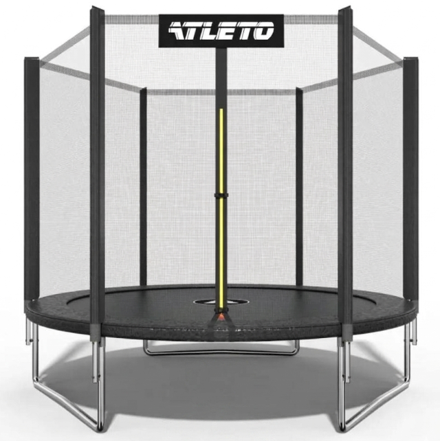 Батут детский с сеткой 183 см Atleto черный + подарок мячик