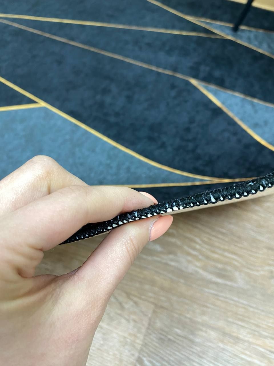 Турецкий безворсовой коврик "Черный опал" подкладка из эко-кожи