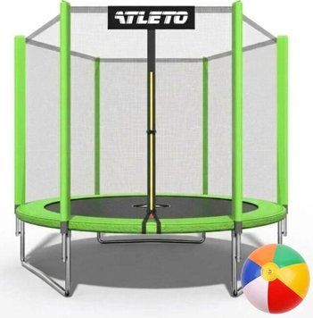 Батут детский с сеткой 183 см Atleto зеленый + подарок мячик