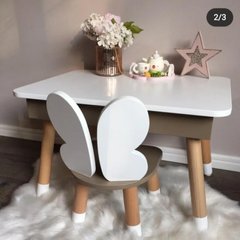 Прямоугольный стол с пеналом и 1 стул "Бабочка"