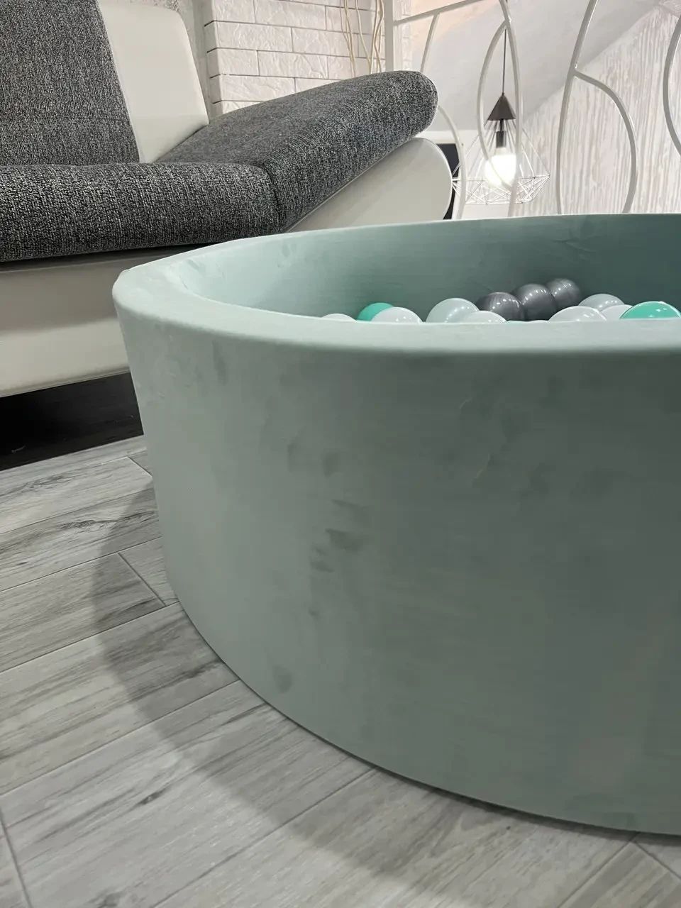 Сухий басейн з кульками в комплекті (200 шт) фісташкового кольору 100 х 40 см велюр