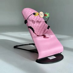 Дитячий шезлогн ( крісло-качалка) рожевий + дуга з іграшками у подарунок