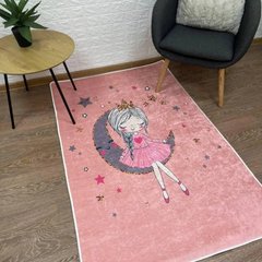 Турецкий безворсовый коврик "Девочка на луне" подкладка из эко-кожи