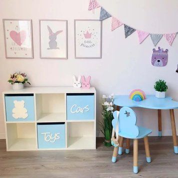 Стелаж дитячий Toys cars / Toys dolls для іграшок та книг, 6 клітинок