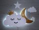 Комплект нічників для дитячої кімнати малюка "Хмаринка з місяцем та феєю"